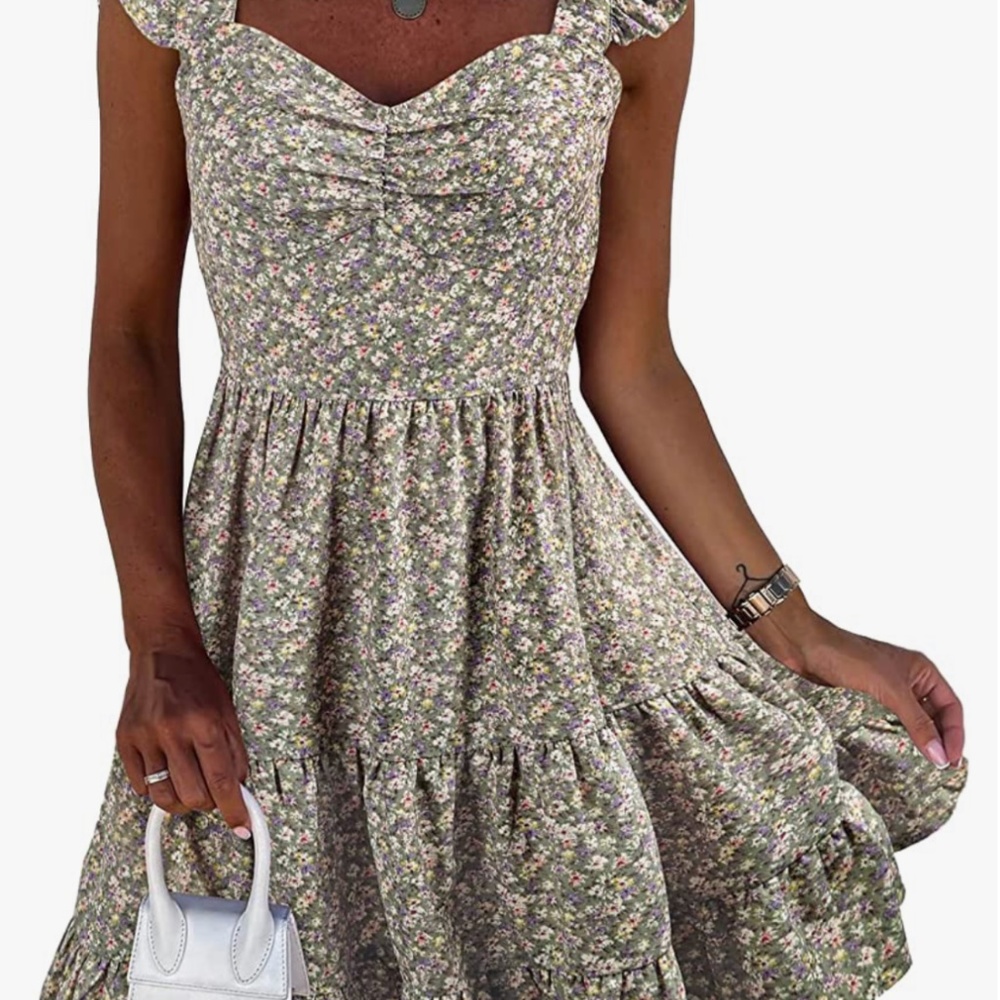 PRETTYGARDEN Floral Ruffle Sun Dress Size L